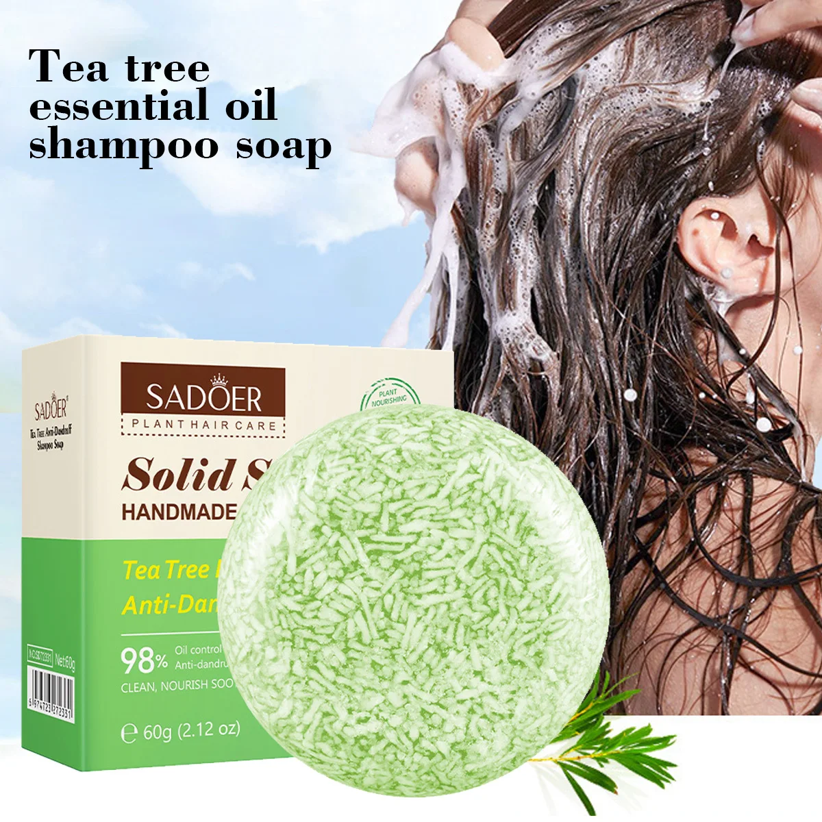 Tea Tree Essential Oil Solid Shampoo Bar Deeply Cleanses Nourishes Hair Plant Essential Oils Care For Scalp And Hair