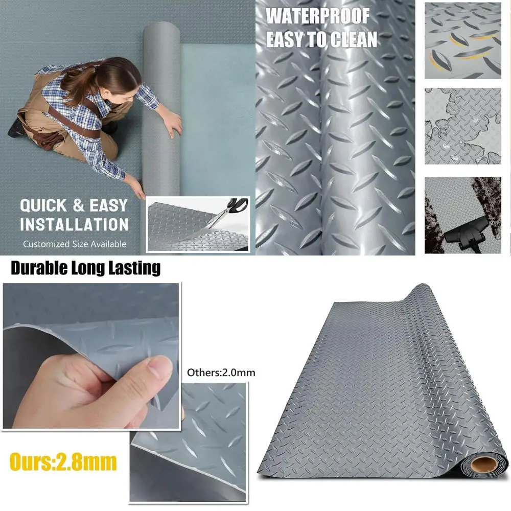

Утолщенный ПВХ-коврик для пола гаража, сверхпрочный водонепроницаемый противоскользящий защитный коврик для автомобилей, прицепов, внедорожников, подвалов и спортзалов (серый)