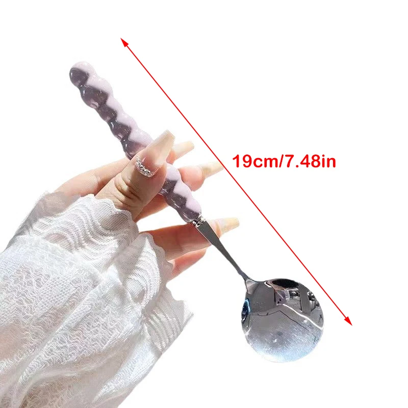Cucchiaio con manico di perle cucchiai per mescolare in acciaio inossidabile torta per gelato cucchiaio da Dessert Bar accessori da cucina gadget per posate per feste