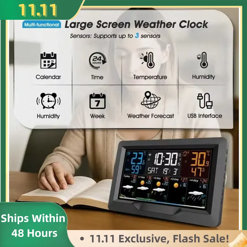 

Tuya Smart WiFi Weather Station with Clear Color Screen Indoor/Outdoor Temperature And Humidity Monitoring App Remote Control