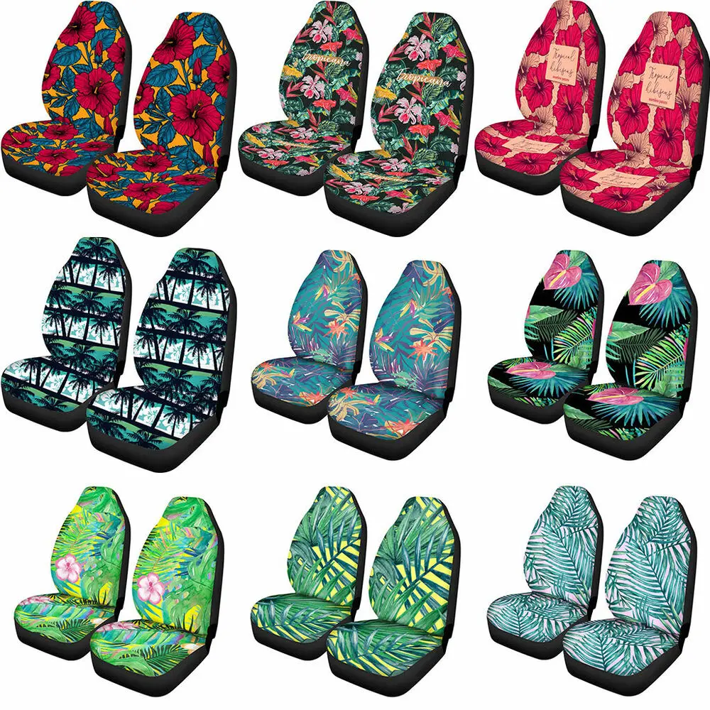 

New Tropical Plant Desgin Car Seat Covers for Women Front Seats Universal 2 Pcs