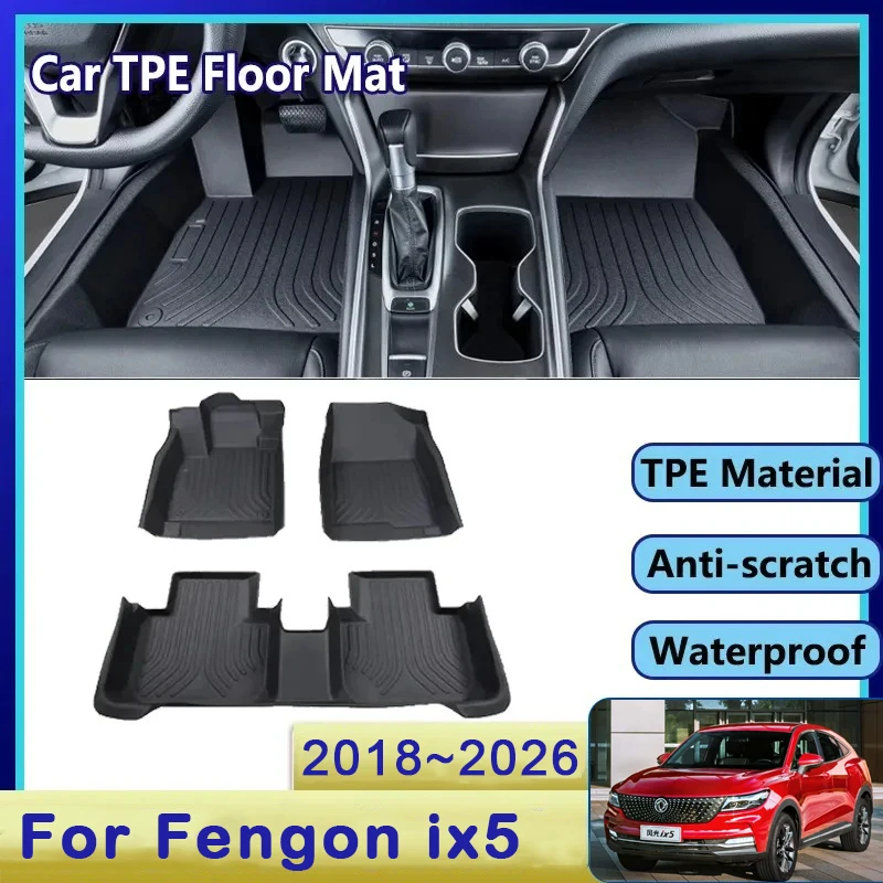 TPE Car Floor Mats For Fengon ix5 Fengguang DFSK Glory iX5 F5 2018~2026 Waterproof Foot Carpet LHD Floor Covers Auto Accessories