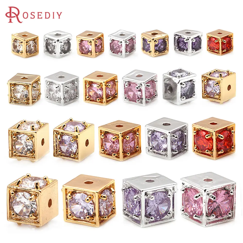 

4.5MM 6MM 7MM 8.5MM Brass Cube Spacer Beads Bracelets Beads High Quality Jewelry Accessories Making Rosediy official-website