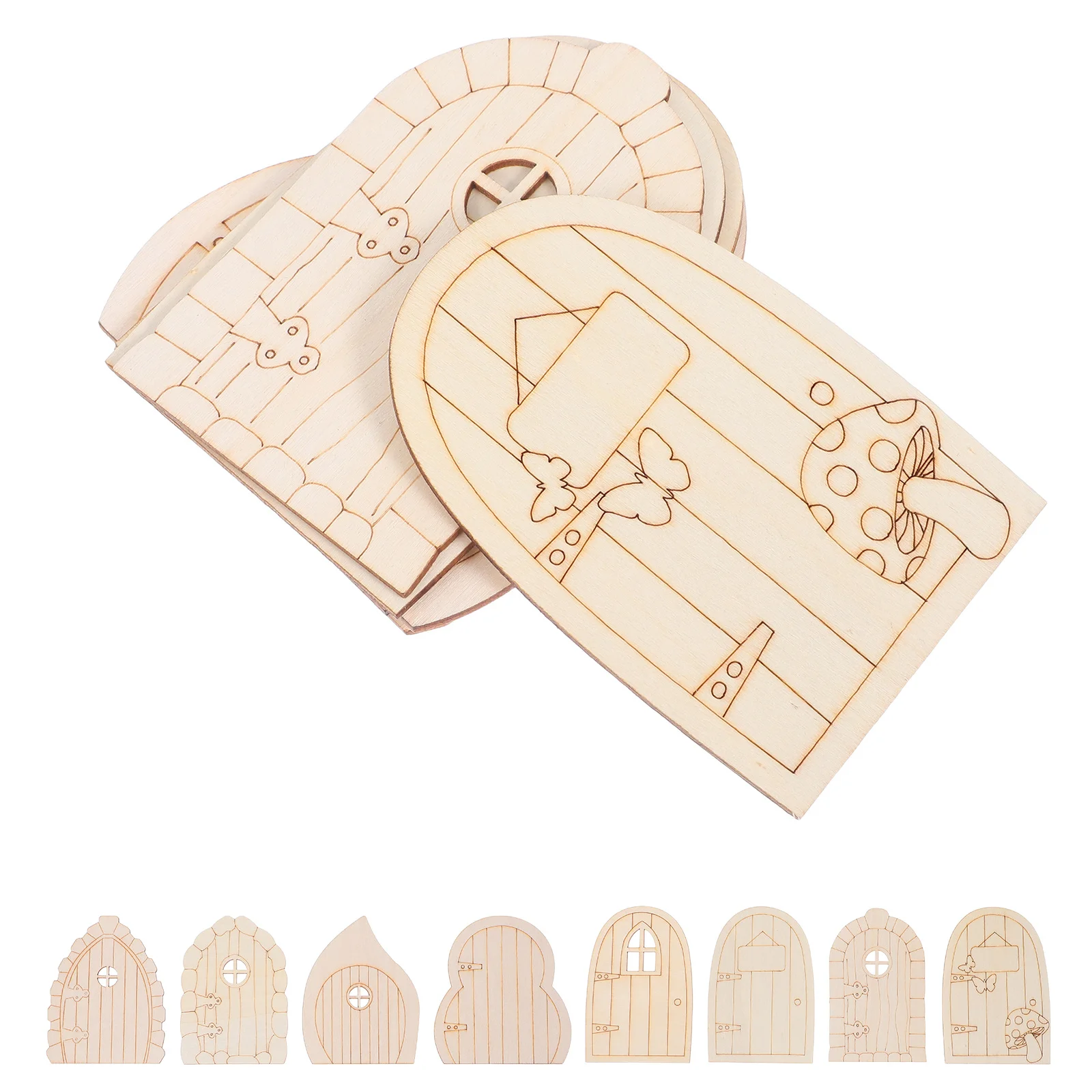 40 قطعة الأبواب الجنية غير مصبوغ الخشب مصغرة فارغة DIY بها بنفسك حديقة شجرة جذع مكتب حفل زفاف الديكور الجنية الباب التماثيل #4