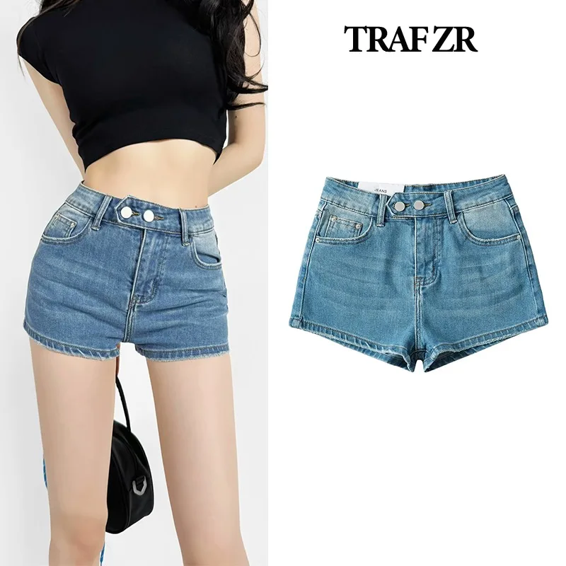 TRAF ZR Shorts elegant Women Denim Black Sexy Short Mini Ladies Shorts Women's Original Brand Korean Style Women's Y2k Shorts