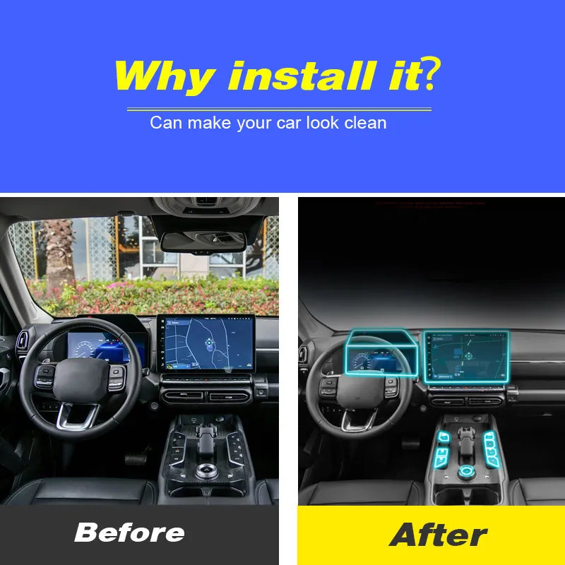 Vtear سيارة الداخلية وحدة التحكم بولي يوريثان ملصقات غطاء لوحة الكسوة المضادة للخدش فيلم اكسسوارات السيارات الواقية ل Haval H7 H-Dog 2024 2025 #2