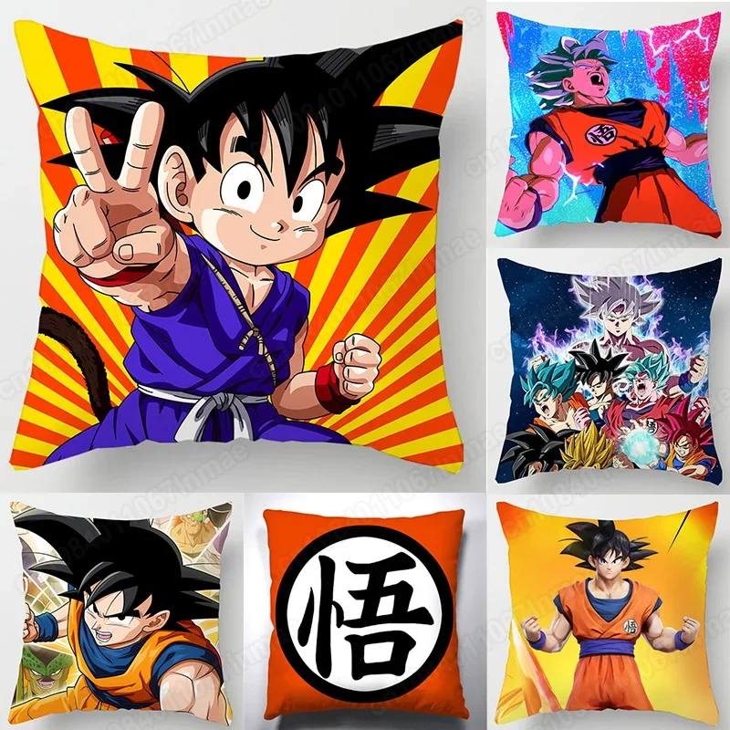 Dragon Ball Anime Printed Pillow Case Cartoon Son Goku Gogeta Action Figures Square Pillow Cover Sofa Decoration Toys Xmas Gifts