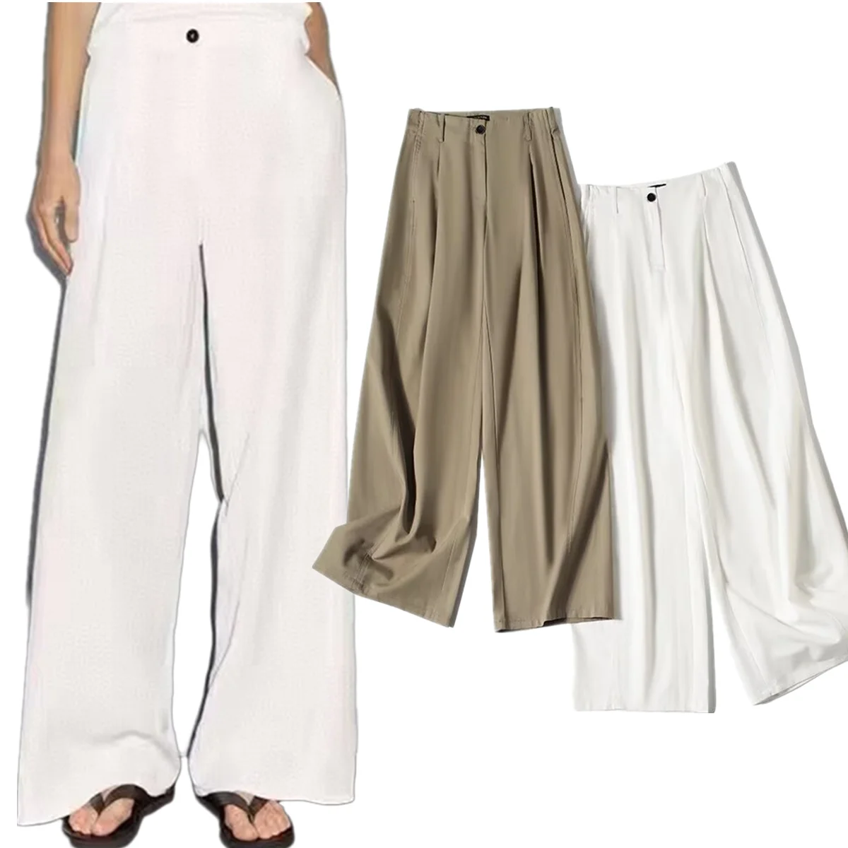 

Dave&Di British Fashion Ladies Solid Color Commuter Casual Pants Nordic Minimalist Lyocell Fiber Comfortable Straight Pants Wome