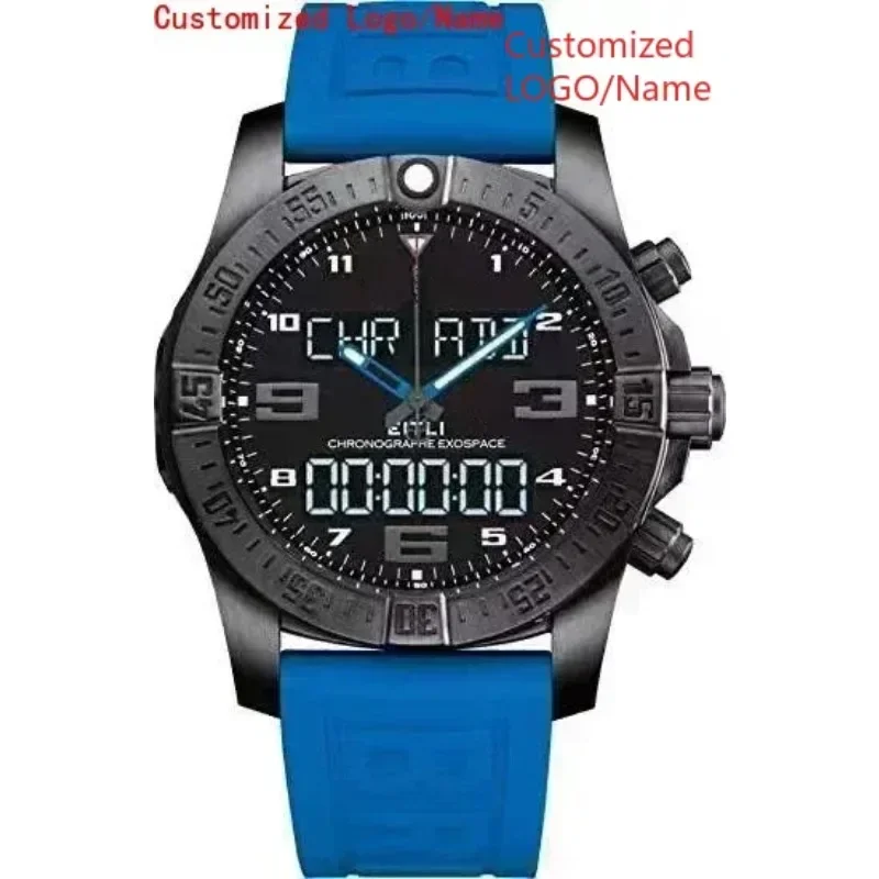 High quality men's sports aviation Evo watch black blue rubber luxury digital watch fashion watch customization