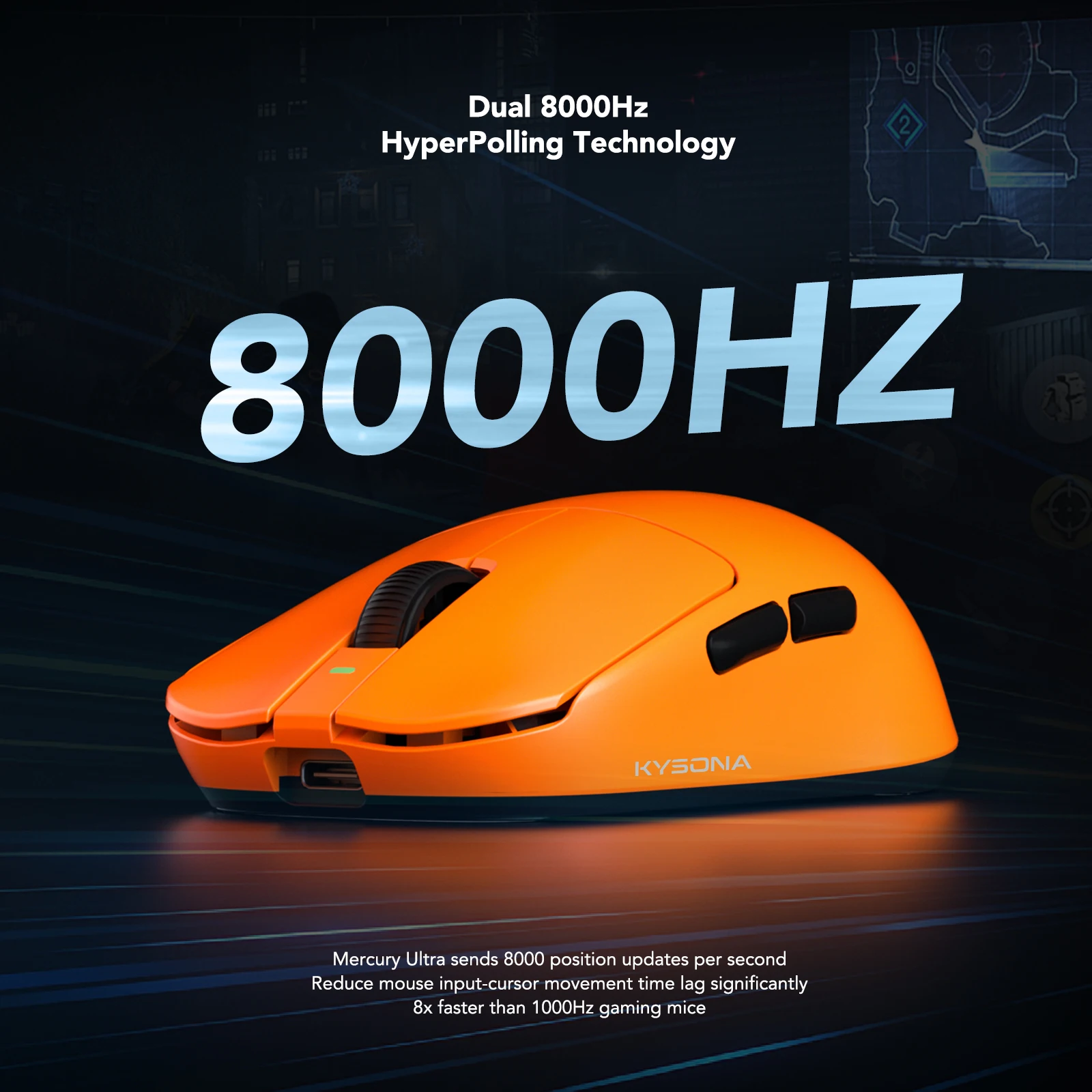 KYSONA Mercury Ultra Max Wired Gaming Mouse 41g Ultra Light PAW3950 Nordic 54L15 8000Hz 30000DPI Omron Optical Switch Esports