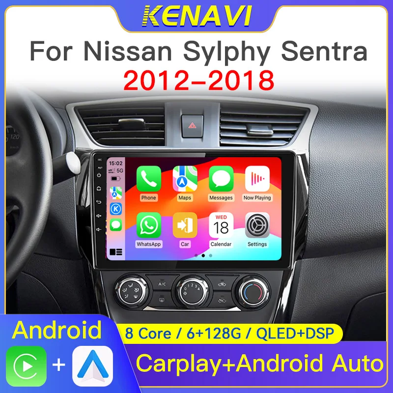 2 Din Android Car Stereo Radio For Nissan Sylphy B17 Sentra 12 2012-2018 Multimedia Video Player Carplay Navigation With Screen