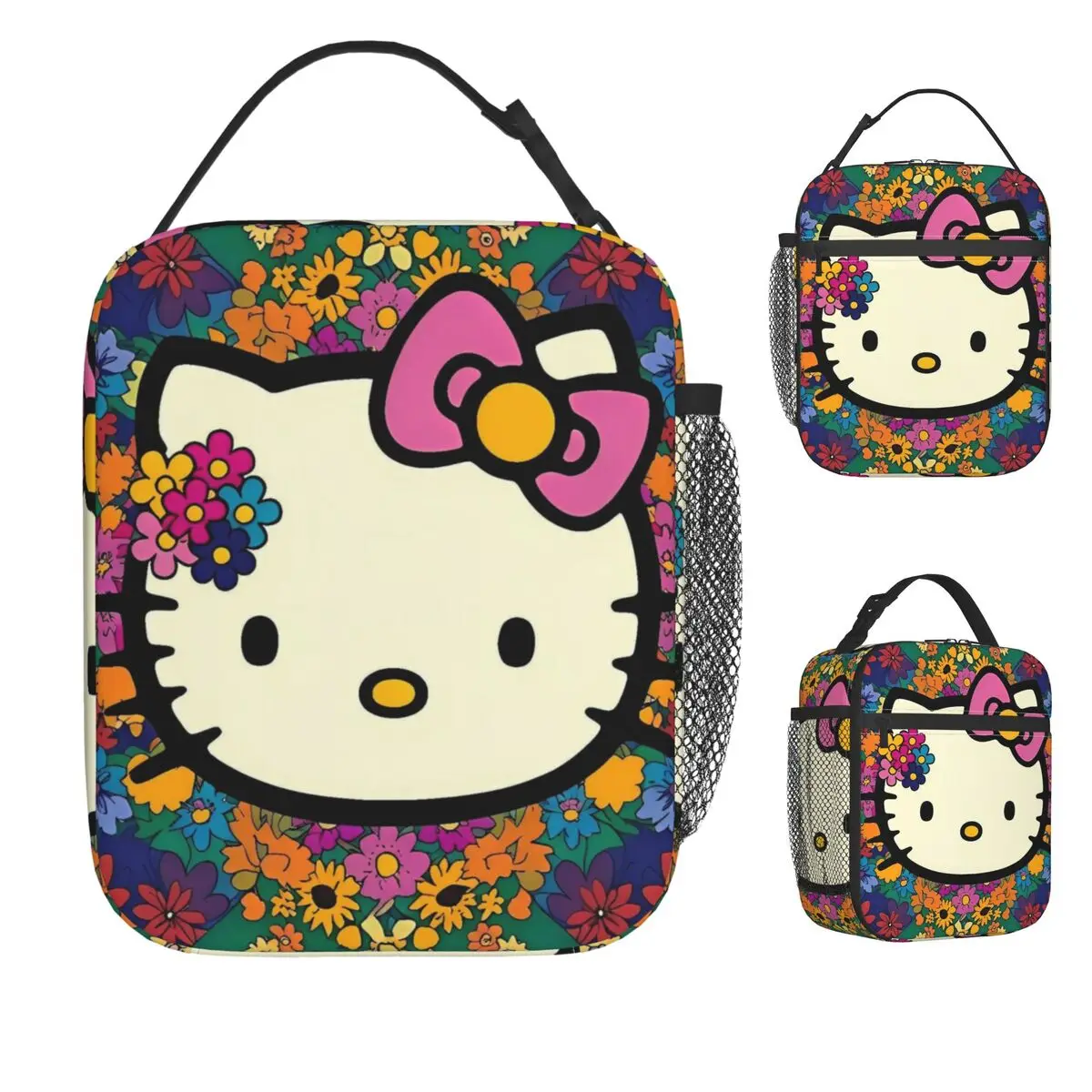 

Милая сумка для обеда с изображением кота Hello Kitty, сумка для обеда на открытом воздухе, коробка для обеда для пикника для женщин, термосумка для обеда с кавайным принтом, оксфордская сумка-холодильник