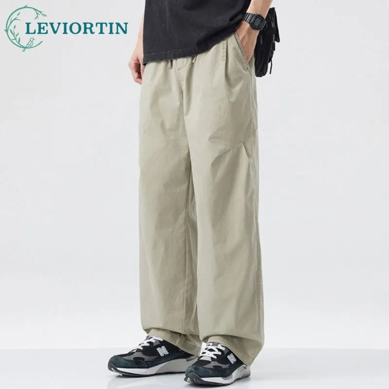

American style straight leg workwear casual pants for men, 2025 summer new fashion trend brand loose wide leg pants