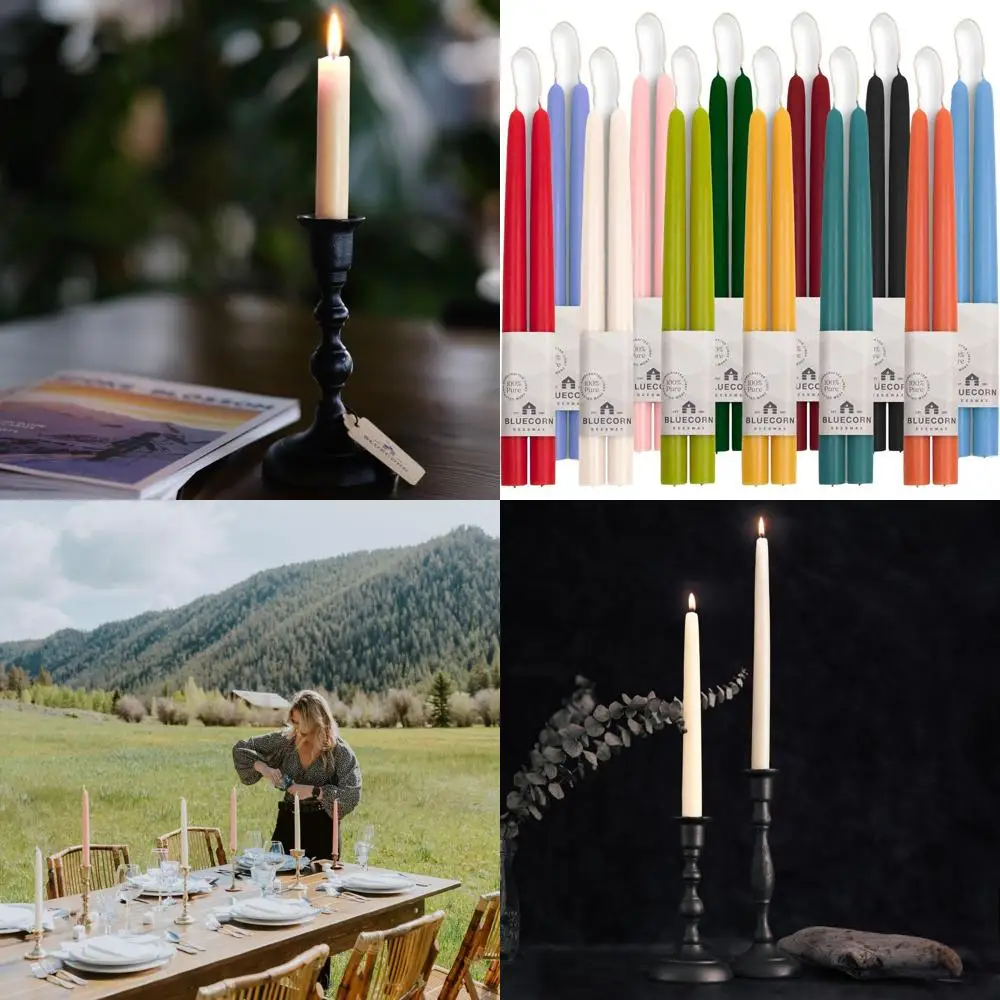 

Taper Candles, 100% Pure Natural Bees Wax, 12 Inch Pair, Ivory Candlesticks, Unscented, Clean Burning & Dripless, Long Lasting,