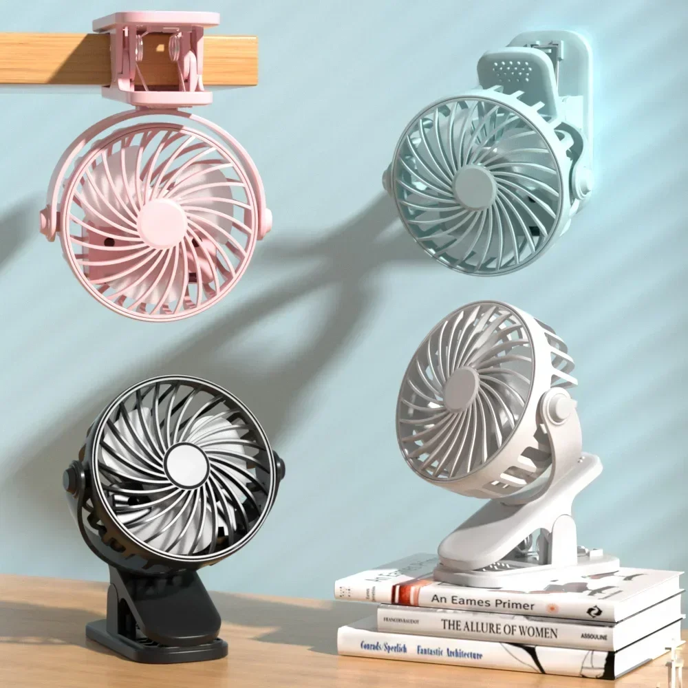 Portable Rechargeable Clip Fan 720° Rotatable Hanging Fan with Night Light Air Cooler for Outdoor Camping Ventilador