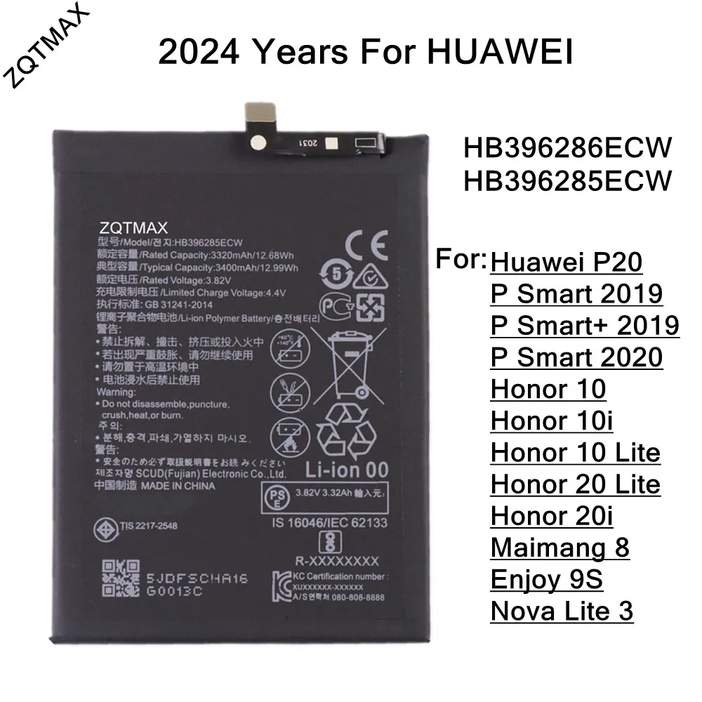 

HB396286ECW 3400mAh Battery For Huawei Honor 10 Lite /Honor 20 Lite /Honor 10i 20i P Smart 2019 /Honor 20i Enjoy 9S Batteries