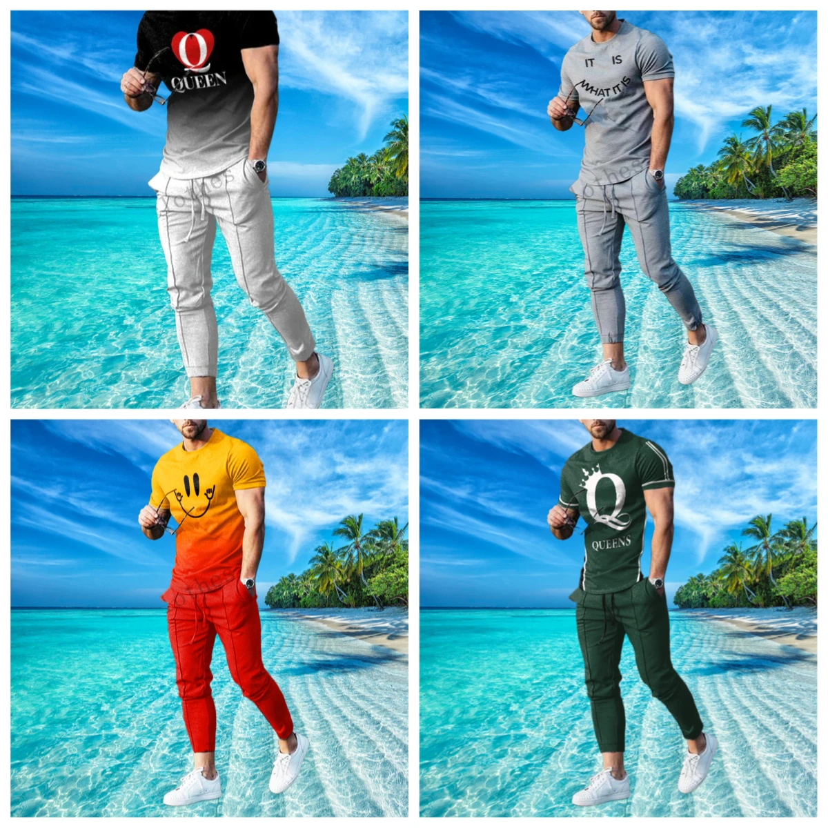 

Новинка 2025, летняя мужская футболка большого размера, мужская спортивная модная повседневная одежда, комплект брюк с короткими рукавами, комплект из двух предметов с 3D принтом