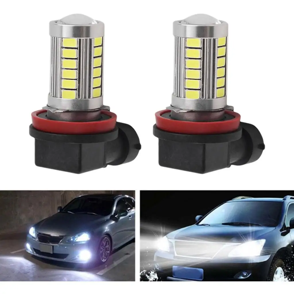 Lâmpadas de condução de nevoeiro LED para carros, 2x xenon branco, H11, 21, 12V-24V