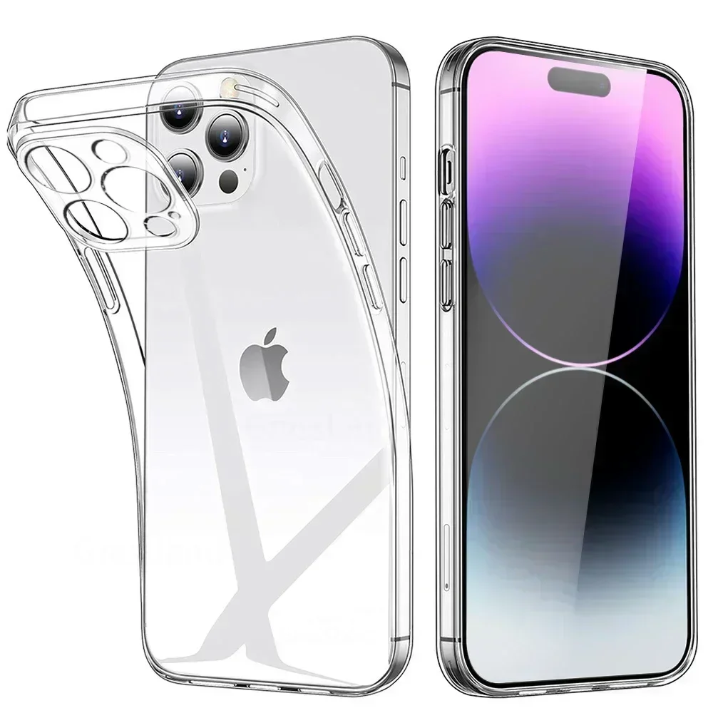 Luxury Clear Phone Case For iPhone 15 14 13 12 11 Pro Max Silicone Soft For iPhone XS Max XR X 7 8 6 Plus Transparent Back Cover