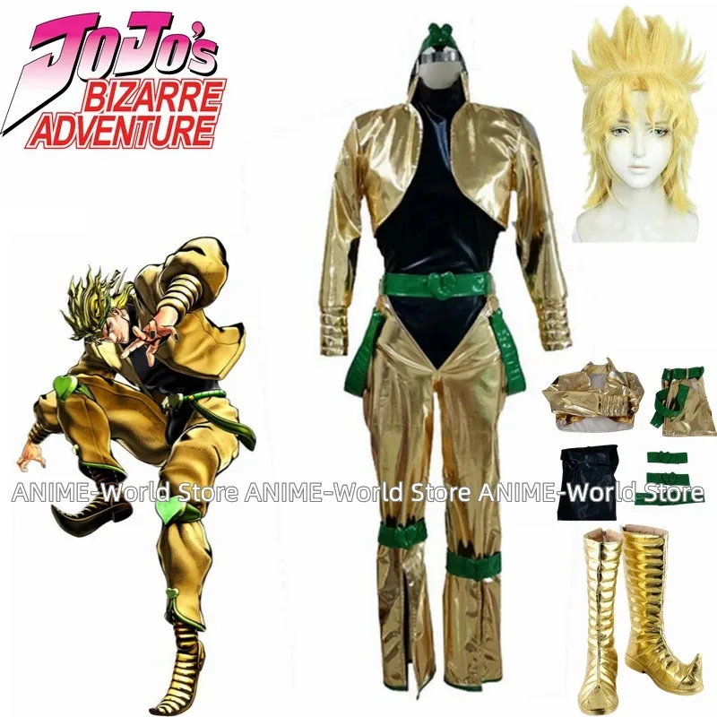 

Movie Dio Brando Cosplay Costume Gold Patent Leather Version Shoes Wig Custom Size Any Size