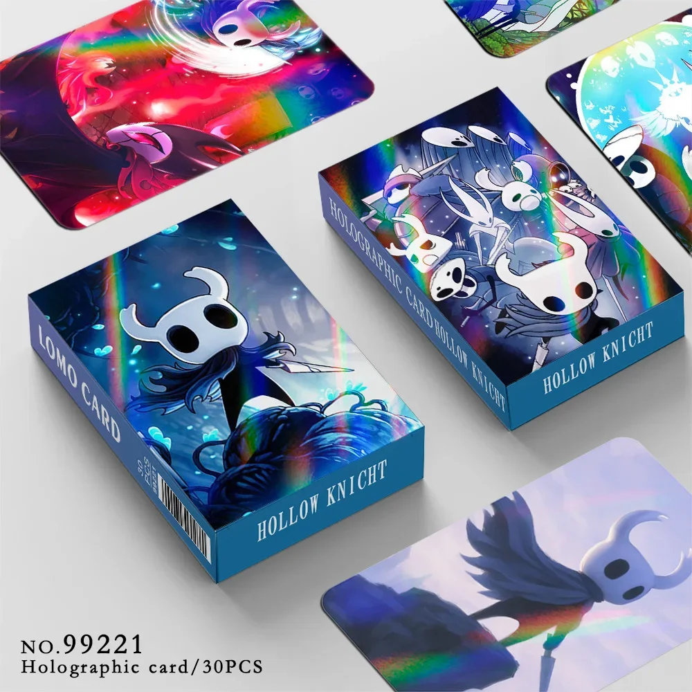 30PCS Hollow Knight Laser Cards Action Adventure Game Flash Card Double Sided LOMO Card Character Collection Card Kids Toy Gift