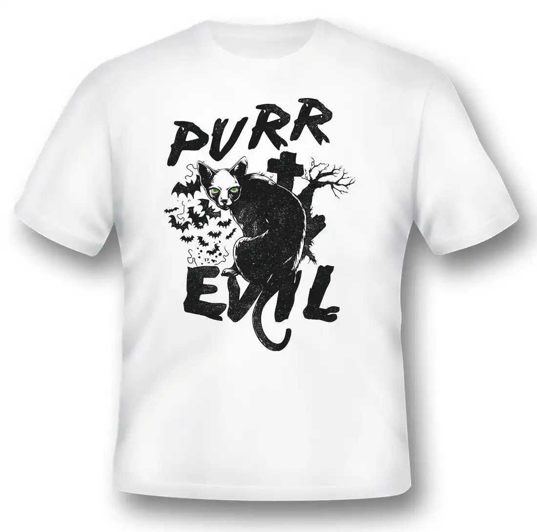 Purr Evil cat Black or white tee