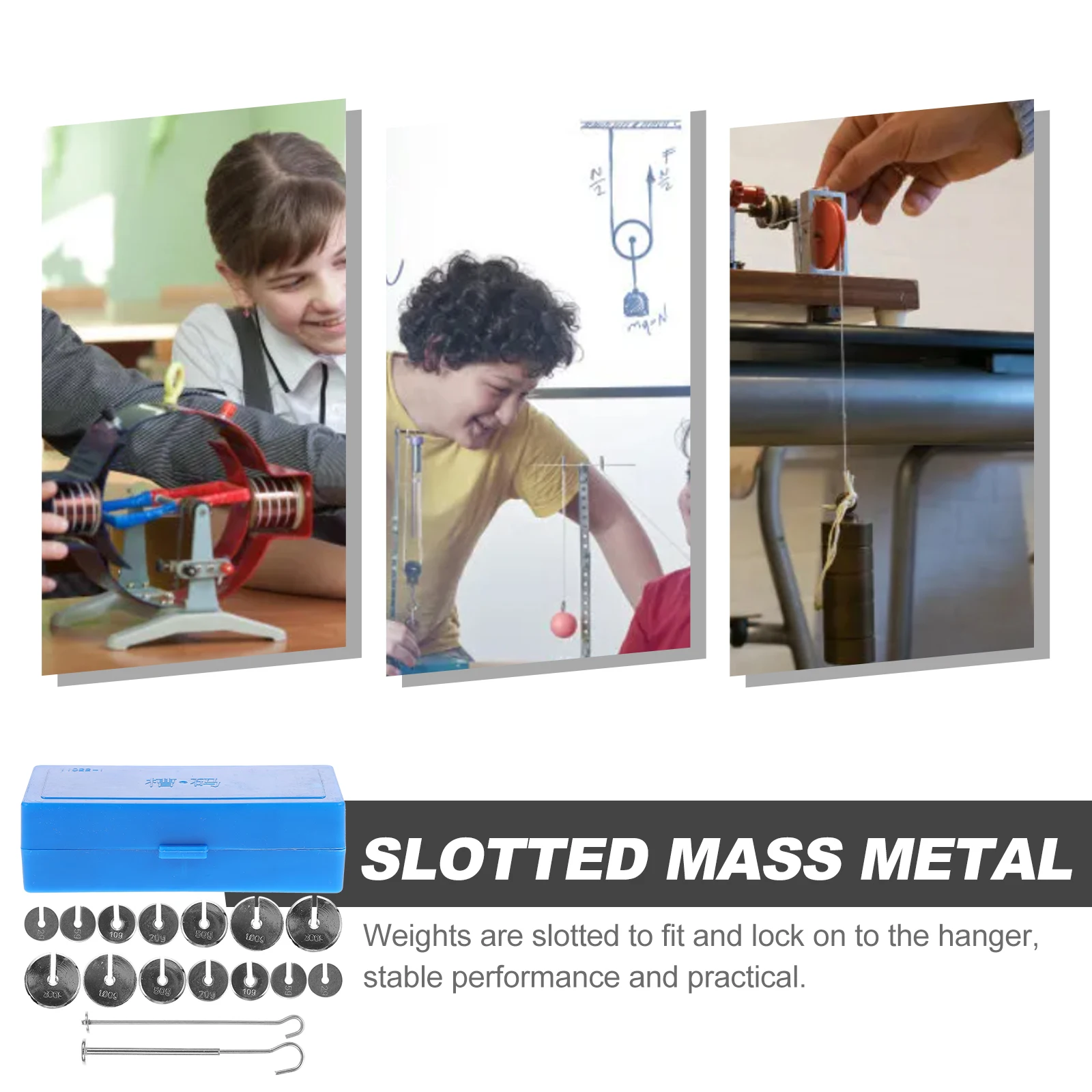 

Metal Slotted Weights with Hanger for Experiment High School Physics Teaching Instruments Set Steel Laboratory Metric
