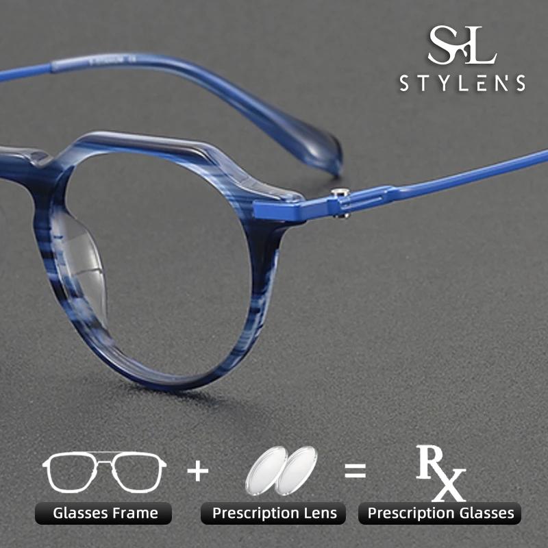 

STYLENS Business Acetate Pure Titanium Prescription Eyewear Electroplating Male Female Anti Blue Light Progressive Eyewear 90009