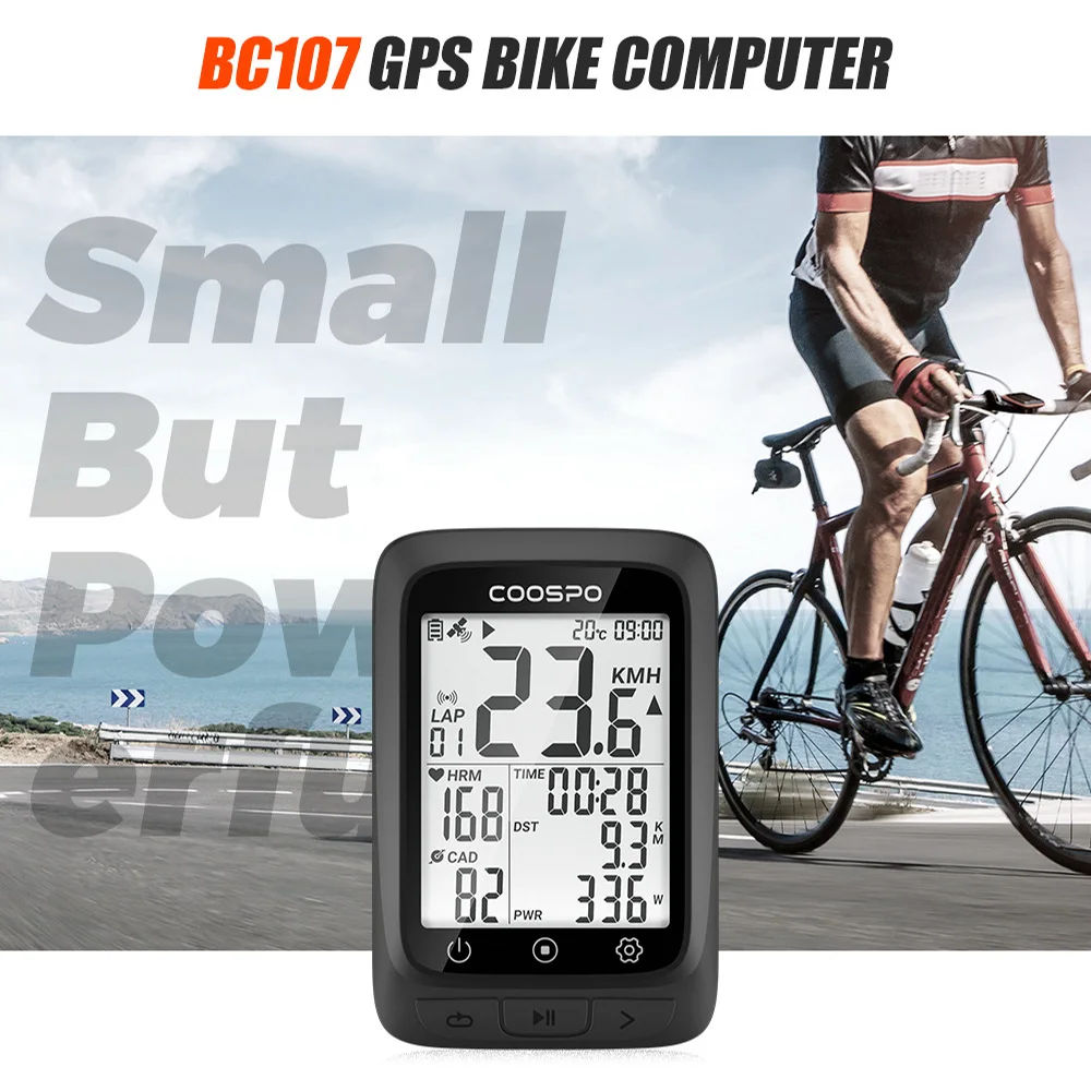 

Coospo Bike Computer Wireless GPS Bicycle Speedometer and Odometer with ANT+ Heart Rate Monitor Cadence Sensor BT 5.0 Compatible