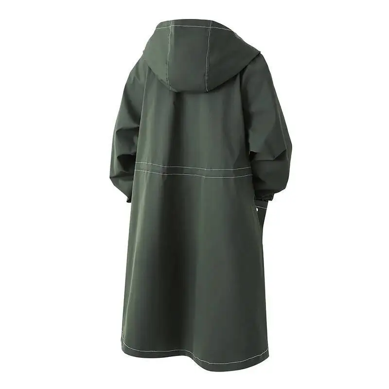 

Autumn Winter Trench Men Casual Mid-Length Jacket Men's Loose Fit Windbreaker Coat Trendy Youth Hooded Long Outerwear