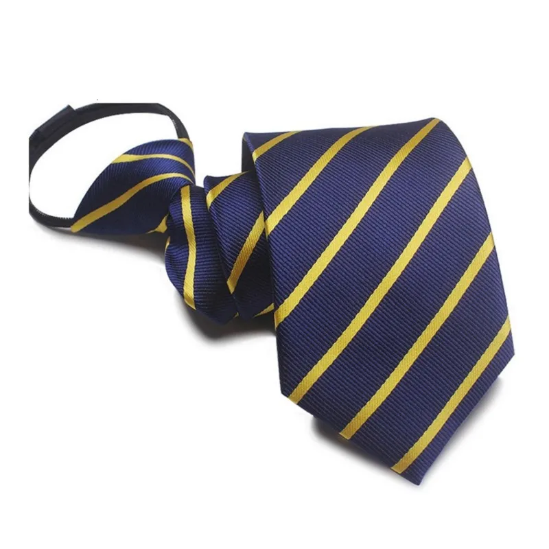 

Men's Classic Blue tie Fashion Lazy Zipper Necktie Striped Wedding Business Neckwear