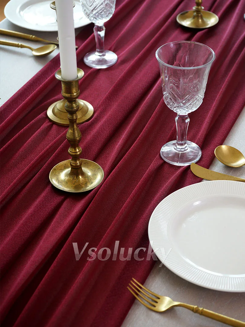 Sheer Table Runner Burgundy for Wedding Engagement Romantic Beach Party Anniversary Valentine's Day Home Dining Decorations