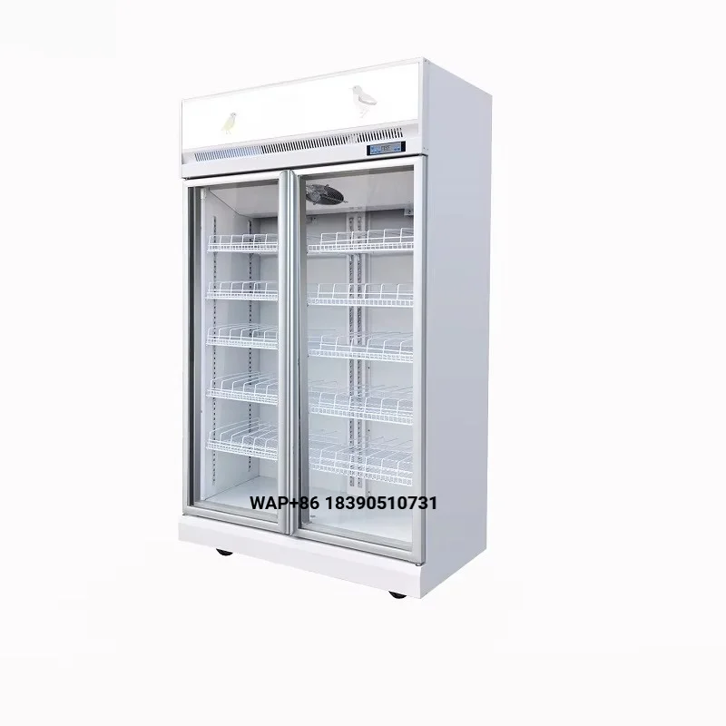 Commercial Two Glass Door Display Chiller Water Milk Wine Bottle Cooler Bottle Chiller