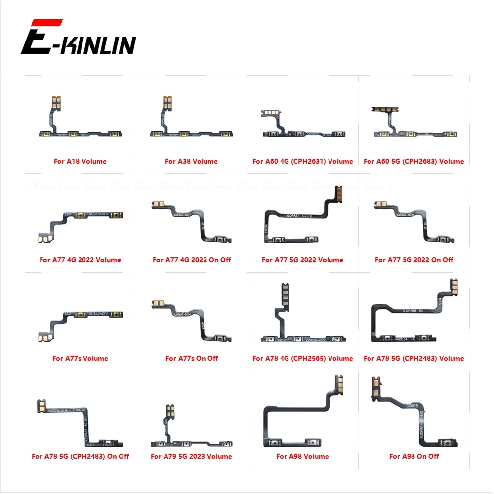 For OPPO A18 A38 A60 A77 A77s A78 A79 A98 4G 5G 2022 2023 Side Power ON OFF Volume Camera Key Button Switch Flex Cable Ribbon
