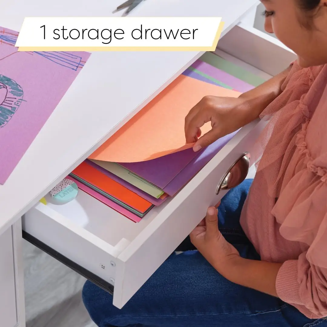 Study Desk for Children with Chair, Bulletin Board and Cabinets, White