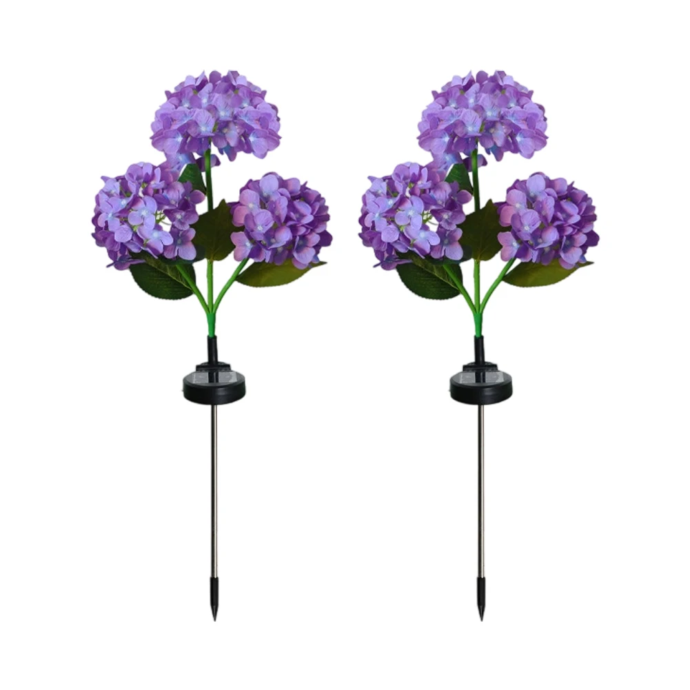 For Balcony For Garden 3-Head Lights Colorful Hydrangea Lamps Garden Decoration Automatic Outdoor Lighting Garden Decor