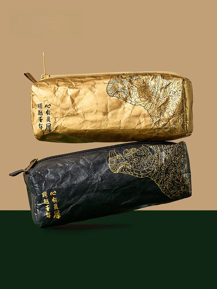 Large Capacity Museum Heart of the Dupont Paper Pen Case Student Stationery Canvas Multi-layer Pocket Utility Pouch
