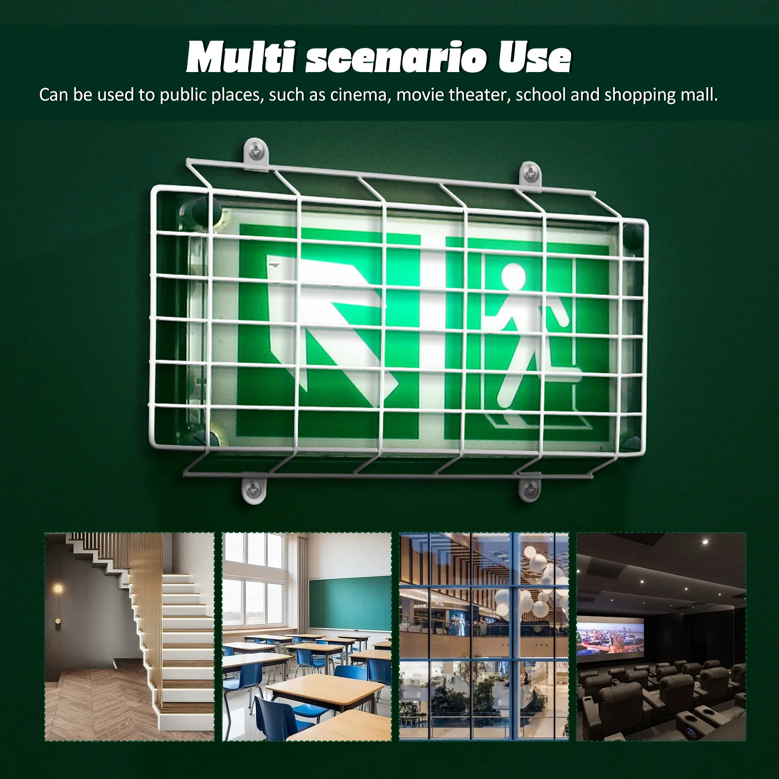 Premium Metal Emergency Light Wire Guard Wall Mounted Protective Cover for Exit Sign Safety Protection Guard for Emergency Light