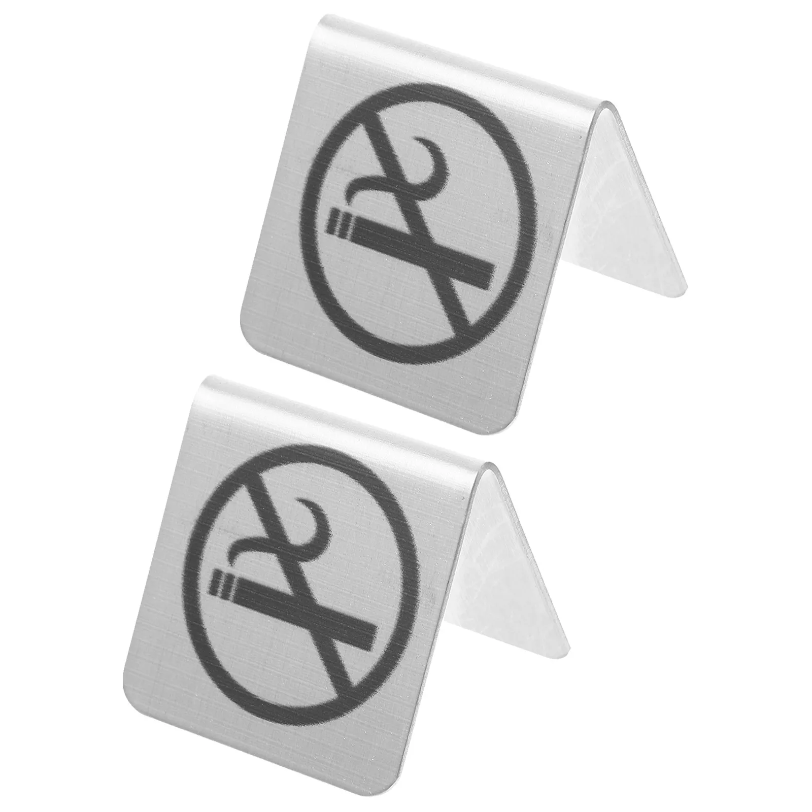 2Pcs Stainless Steel No-Smoking Table Signs Double-Sided Sturdy Non Smoking Indicator for Restaurant Hotel Wedding Banquet