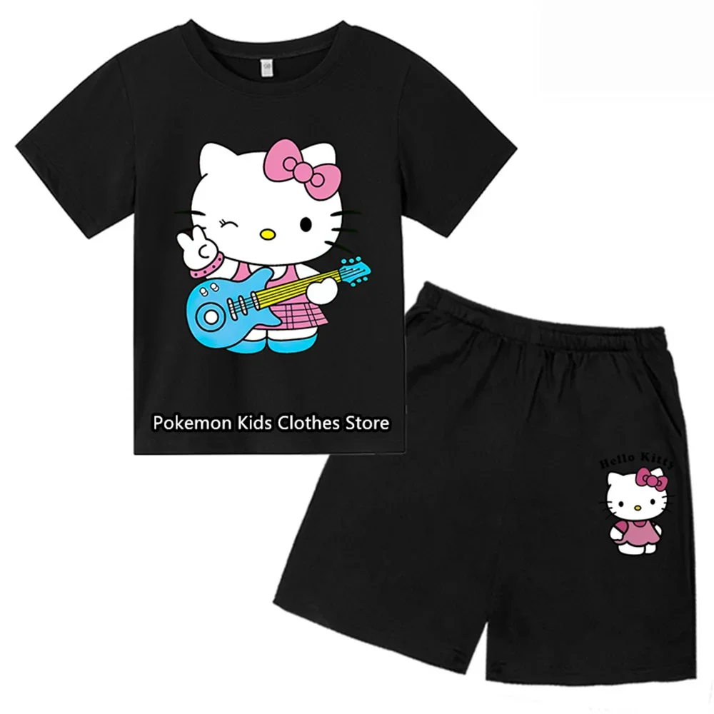 Hello Kitty T-shirt Boys Girls Kids Clothing Girls Clothing Tops Short sleeves Sports fashion short sleeves for ages 3-14