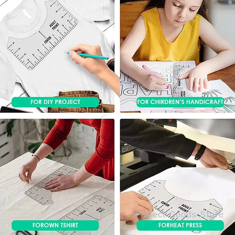 8Pcs T Shirt Ruler Guide PVC T-Shirt Ruler To Center Designs T Shirt Alignment Tool For Adult Youth Toddler Infant