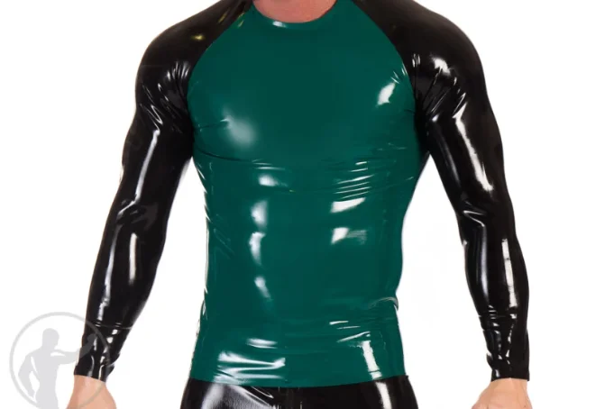 100% Latex Gummi Rubber Catsuit 0,4Mm Overall Zentai Anzug Kostüm Tweekleurige Sport Mode Top