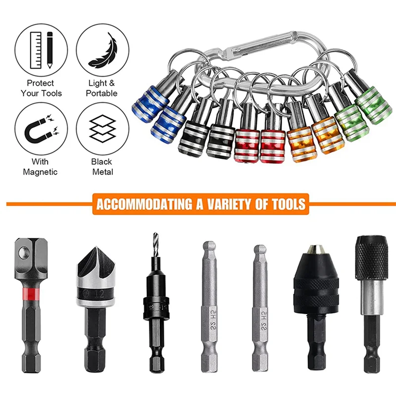 

AB42-20PCS 1/4 Inch Hex Shank Screwdriver Bits Holder Extension Bar Keychain Screw Adapter Drill Drill Bits Holder (5 Colors)