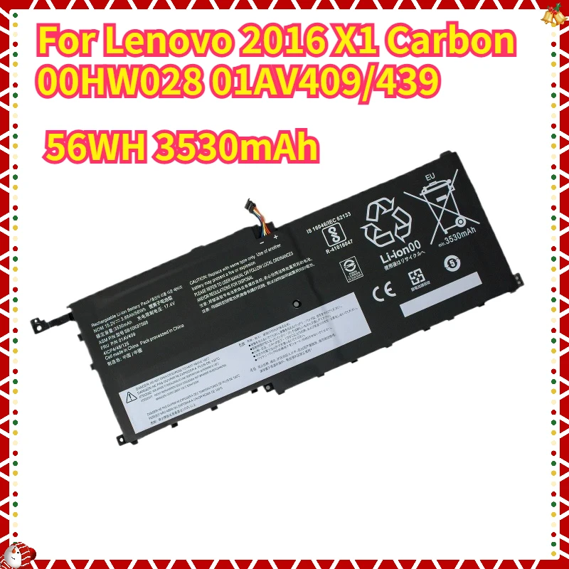 3530mAh High Quality For Lenovo 2016 X1 Carbon 00HW028 01AV409/439 Laptop Battery 56WH Laptop Parts & Accessories