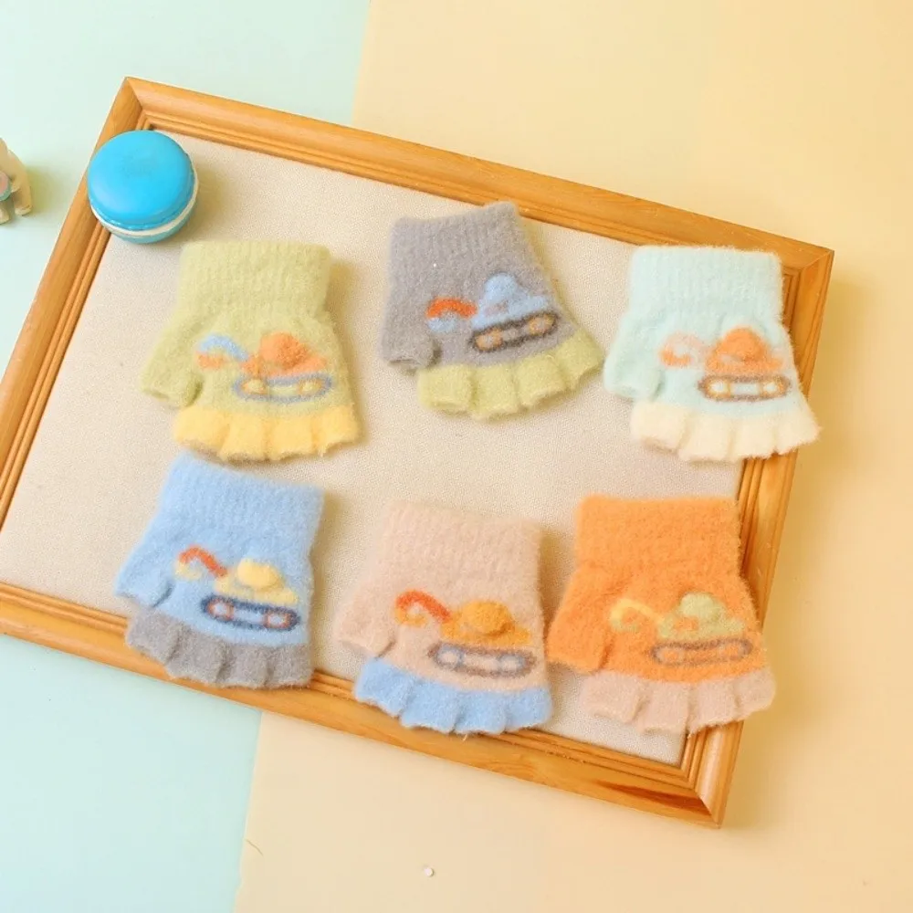 

Fashion Cute Cartoon Children's Gloves Knitted Cold Proof Half-finger Mitten Windproof Warm Gloves