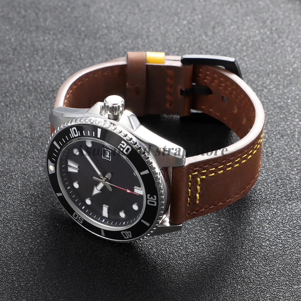 Leather Watch Strap for Samsung Galaxy Watch 8/7/6/5 Watch Band 20mm 22mm For Omega Head Layer Cowhide Quick Release Accessories