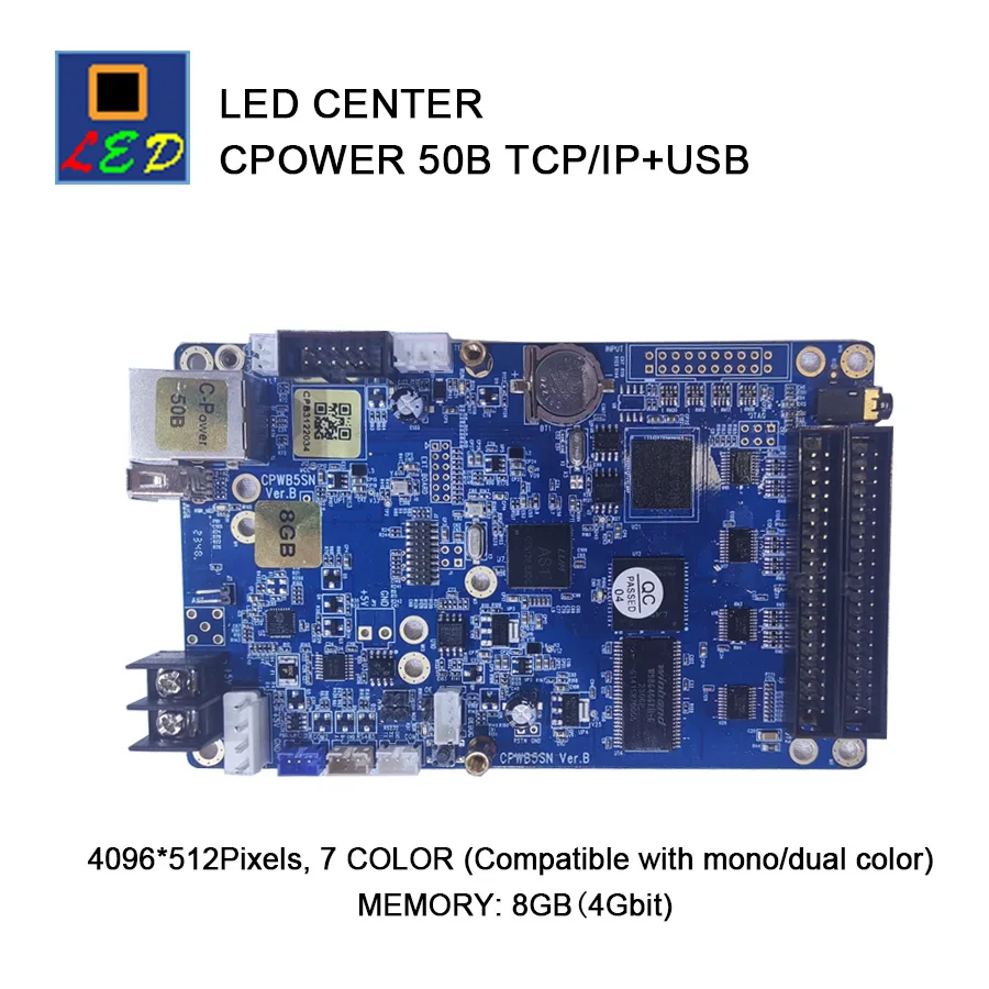 

C-Power 50B (TCP/IP and COM version) HUB75 interface, for 7 color 4096*512pixels,Compatible with mono/dual color,8GB memory