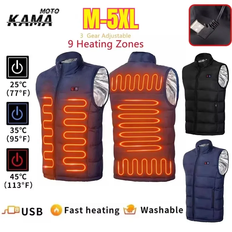 9 Heated Vest Zones Electric Heated Jackets Men Women Sportswear Heated Coat Graphene Heat Coat USB Heating Jacket For Camping