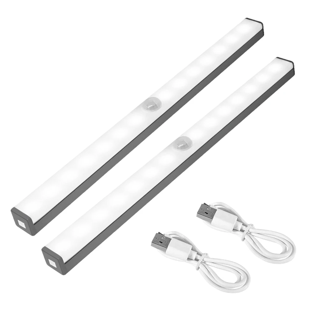 

2 pcs Sensor Hallway Bathroom Energy Saving LED Lamp USB Charging Human Body Induction Wardrobe Closet Walkway Attic Light Auto