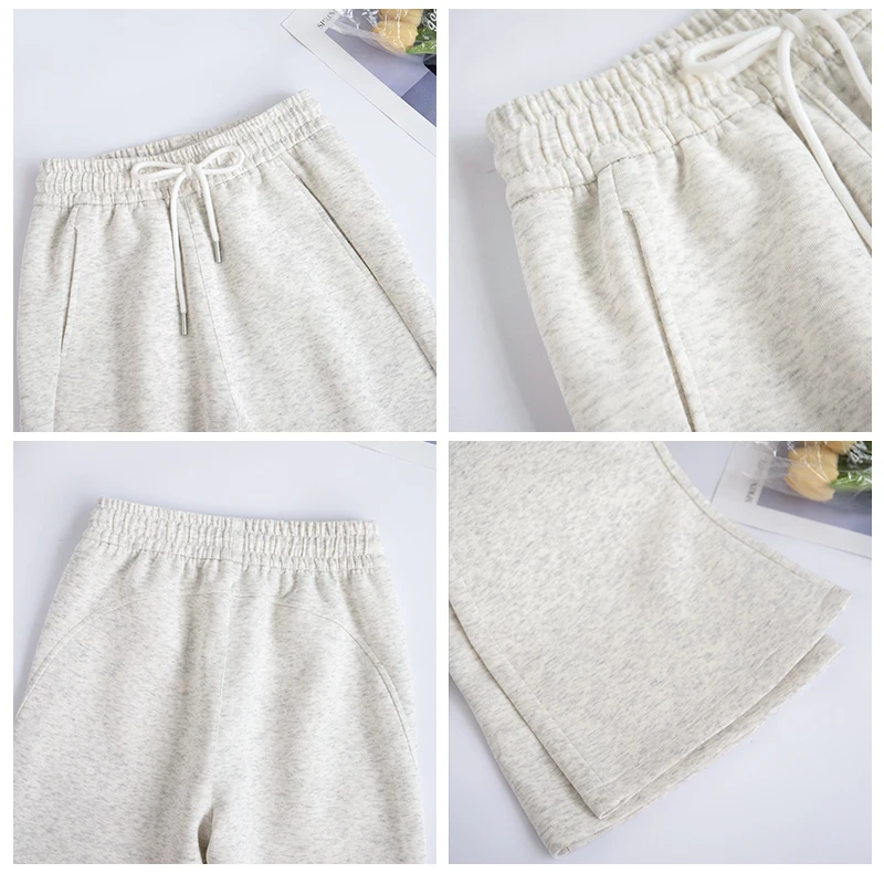 Calças largas femininas da série de lã de inverno – Lulu Dupe calças de cintura alta para levantamento de quadril, calças halter grossas e quentes